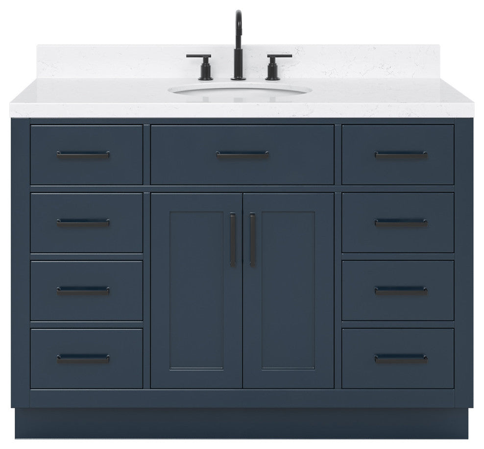 Ariel Hepburn 48"  Single Oval Sink Vanity, Carrara Quartz