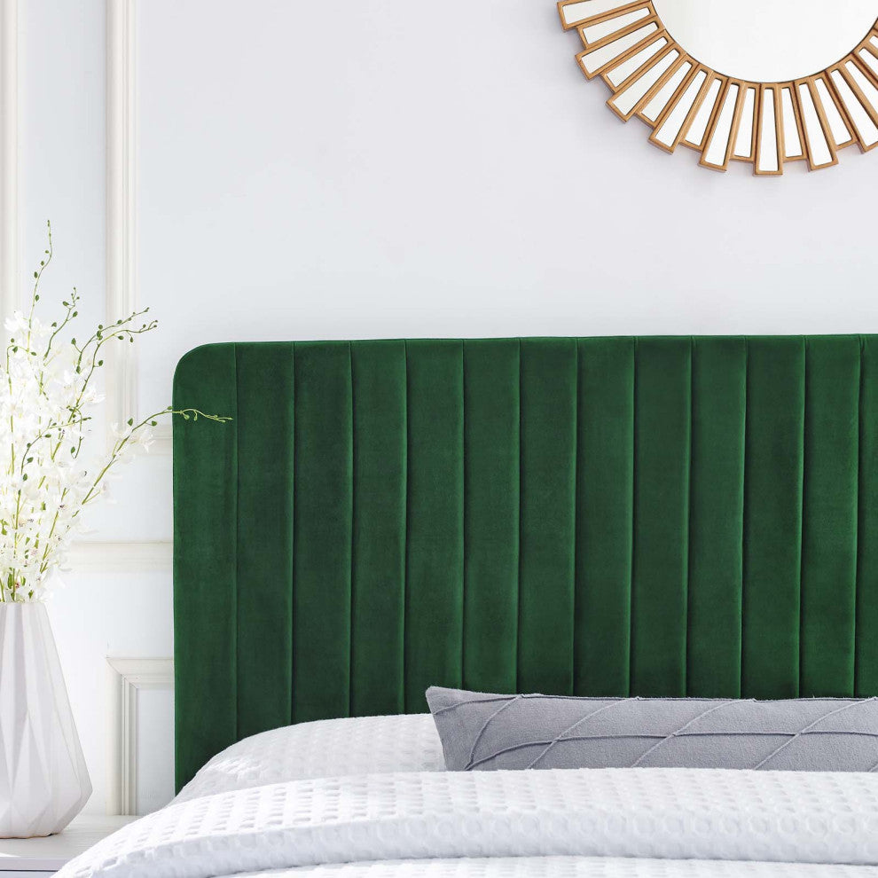 Tufted Headboard, Twin Size, Velvet, Green, Modern Contemporary, Bedroom Master