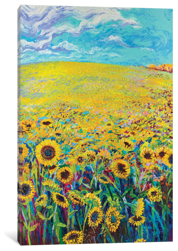 "Sunflower Triptych Panel I" by Iris Scott, 26"x18"x1.5"