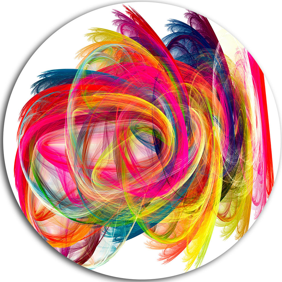 Colorful Thick Strokes, Abstract Digital Art Disc Metal Artwork, 38"