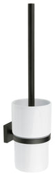 Sienna Toilet Brush and Holder, Matte Black and White Ceramic