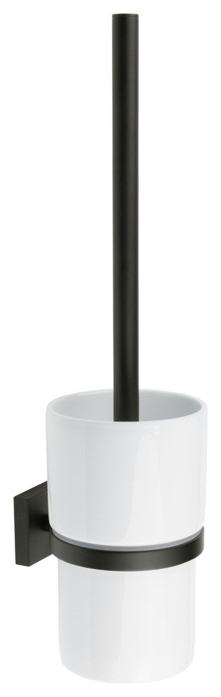 Sienna Toilet Brush and Holder, Matte Black and White Ceramic