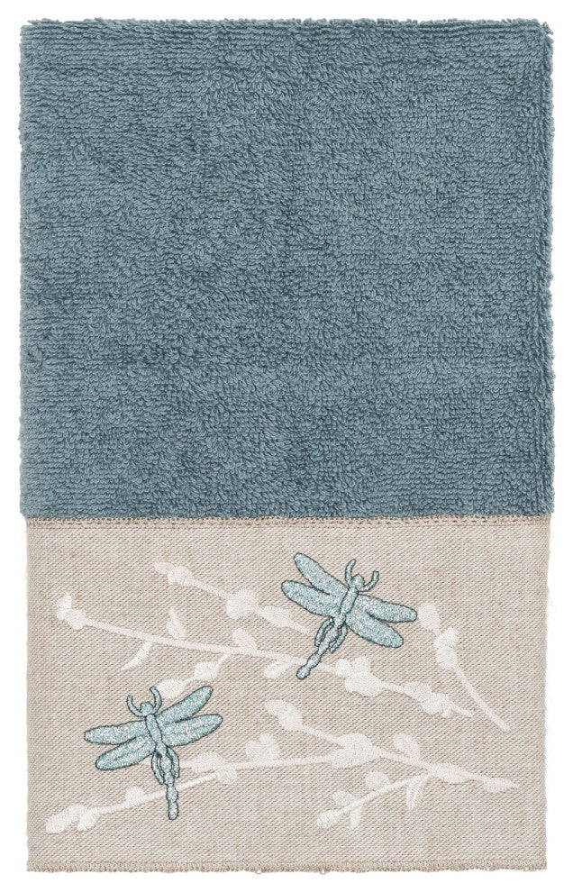 Linum Home Textiles Turkish Cotton Braelyn 3-Piece Embellished Towel Set, Teal