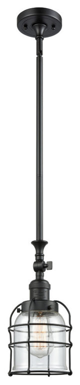 Small Bell 1-Light LED Cage Mini Pendant, Matte Black, Glass: Clear