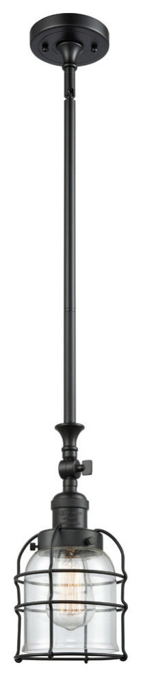 Small Bell 1-Light LED Cage Mini Pendant, Matte Black, Glass: Clear