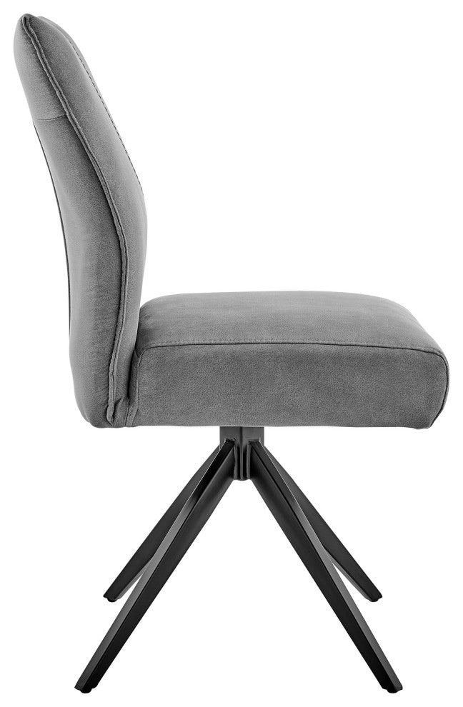 Monarch Swivel Dining Room Accent Chair in Charcoal Fabric - Set of 2