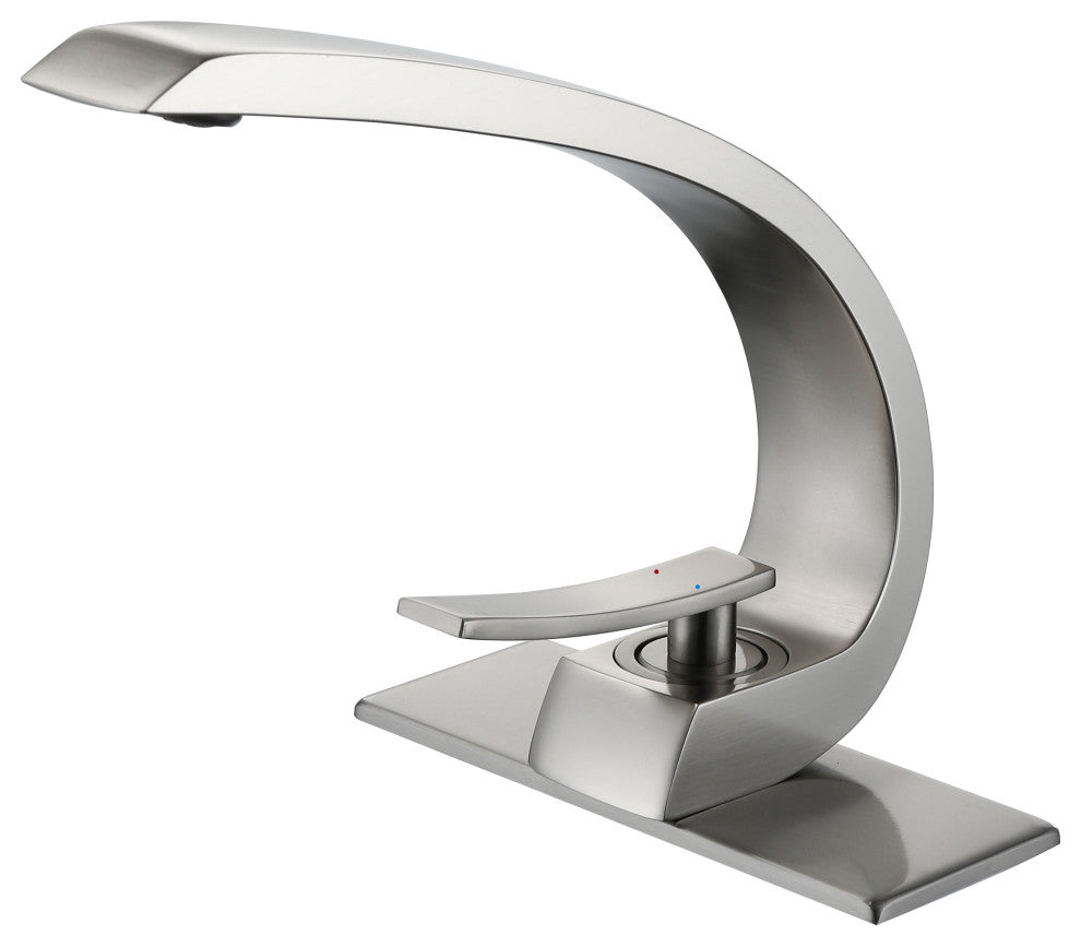 Single Hole Bathroom Sink Faucet With 6-inch Deck Plate, Brushed Nickel