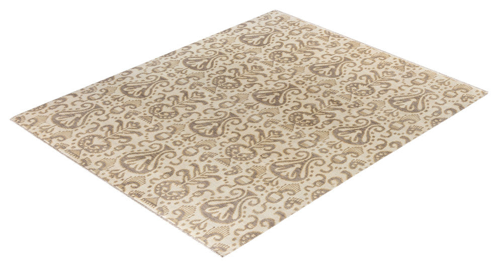 Ikat, One-of-a-Kind Hand-Knotted Area Rug - Beige, 8' 3" x 10' 2"
