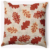 20" x 20" Retro Leaves Indoor/Outdoor Polyester Throw Pillow, Maple Red