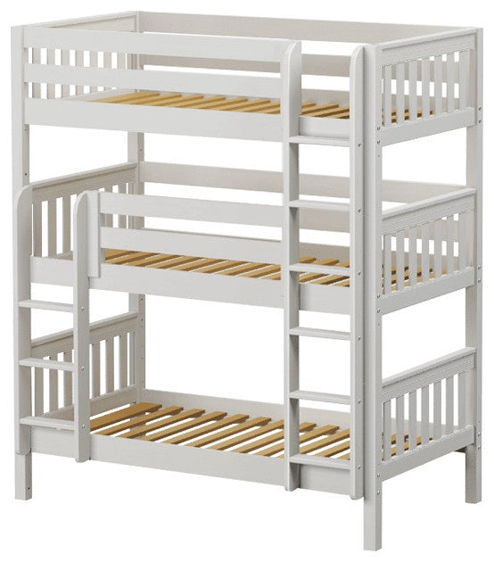 Stella White Triple Bunk Bed, Twin Size, Bunk Bed Only