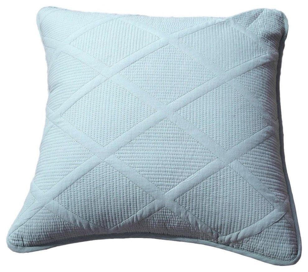 Seafoam Blue Diamond Pastel Cotton Bedspread Set, 18 X 18