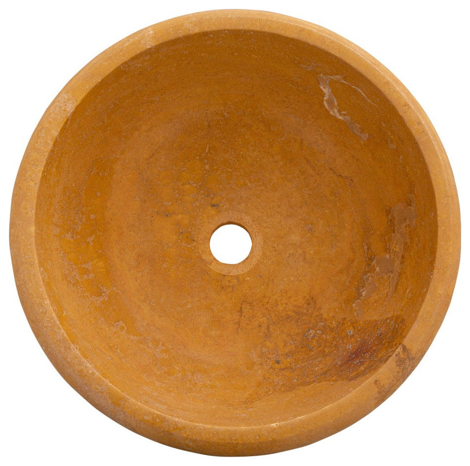 Natural Golden Sienna Natural Stone Vessel Sink Honed and Filled  (D)16" (H)6"