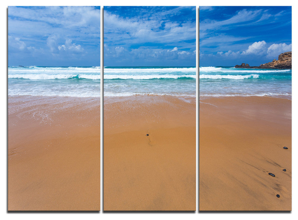 "Peaceful Atlantic Seashore Portugal" Beach Metal Wall Art, 3 Panels, 36"x28"