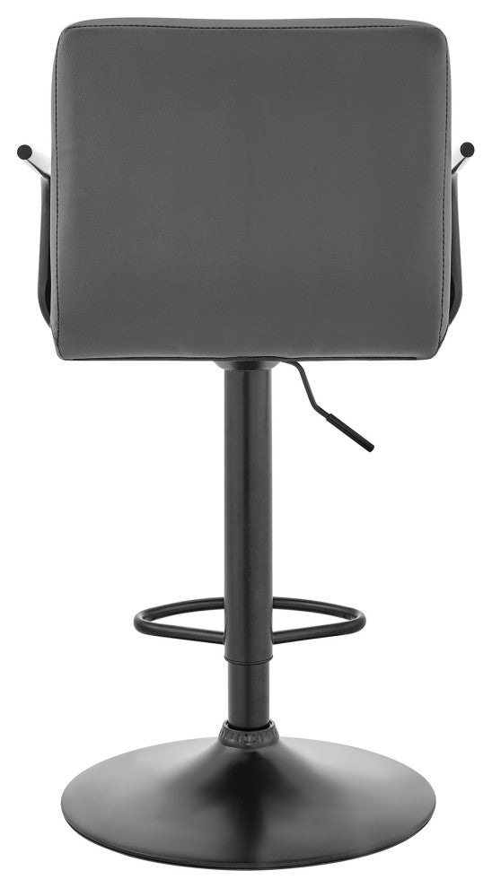 Laurant Adjustable Gray Faux Leather Swivel Bar Stool