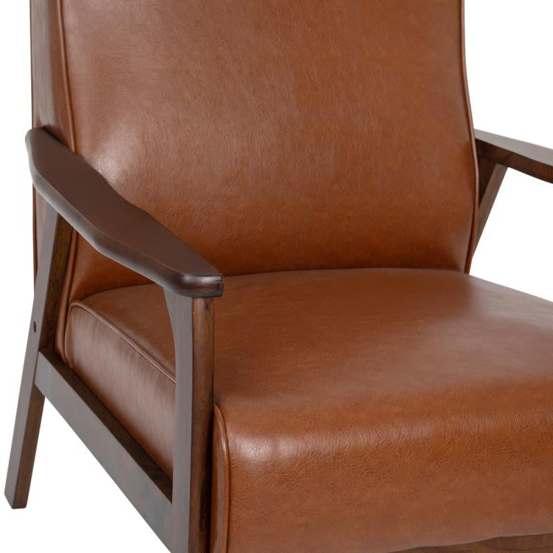 Langston Commercial Grade Upholstered Mid Century Modern Arm Chair, Cognac Leath