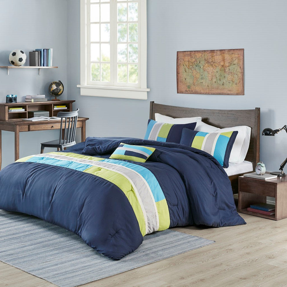 Mi Zone Pipeline Microfiber Printed Comforter Mini Set, Full/Queen