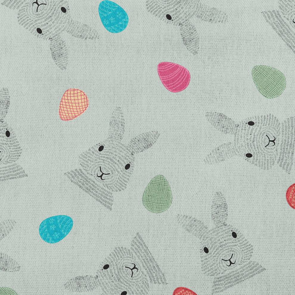 Bunnies and Eggs Easter Decorative Throw Pillow, Breezeway Green, 26x26"