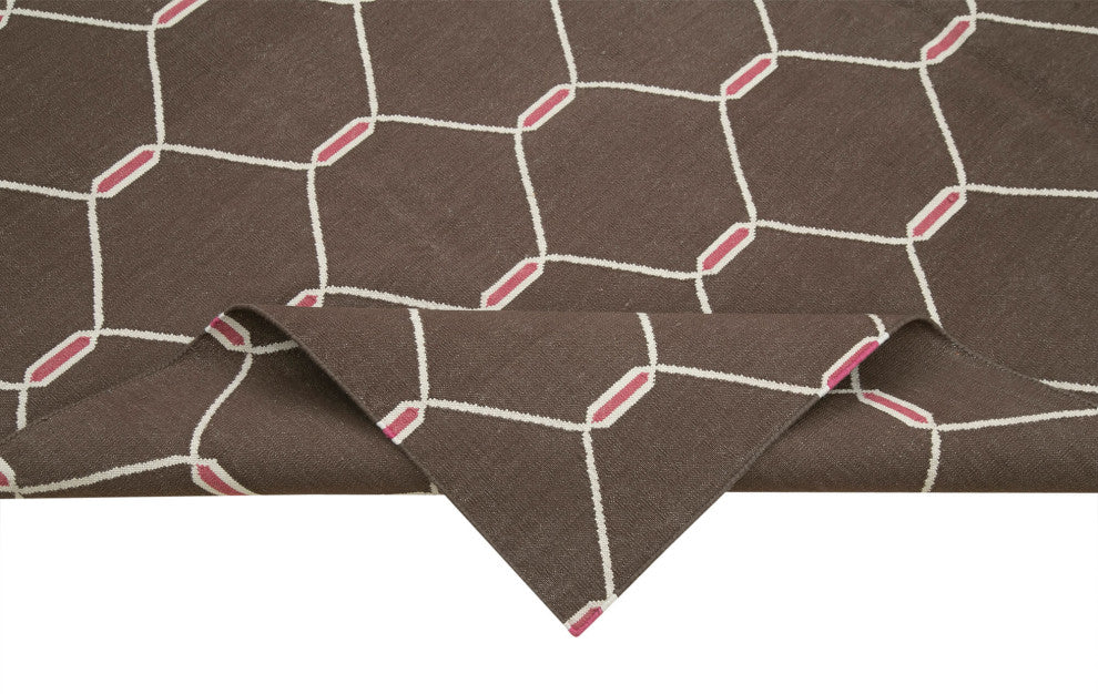 Rug N Carpet - Handmade Wool 6' 3'' x 8' 11'' Modern Design Dhurrie Kilim Rug