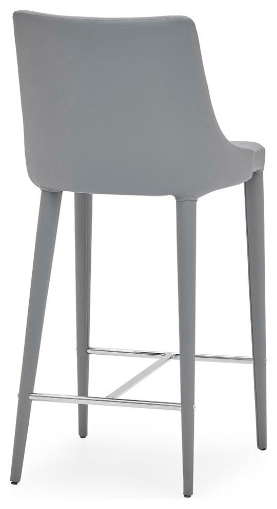 Jillian Gray Leatherette Counter Stool with Stainless Steel Base