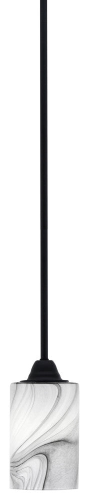 Paramount Mini Pendant, Matte Black, 4" Onyx Swirl Glass