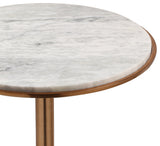 Metropolitan Modern Glam Handcrafted Aluminum Accent Table with Marble Table Top