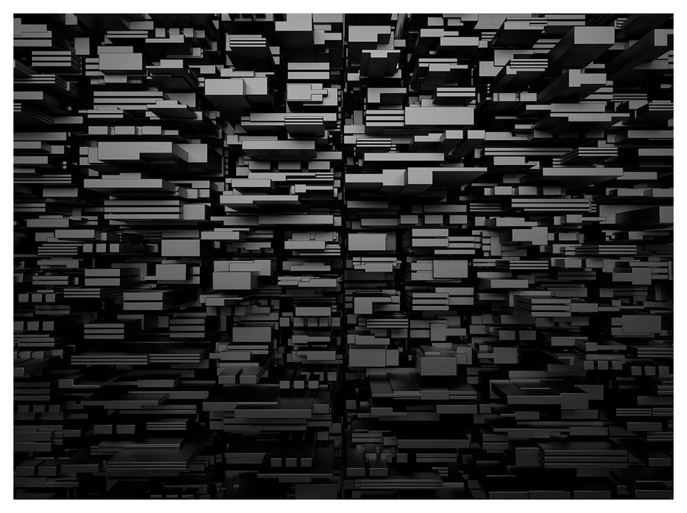Black 3D Geometric Background, Abstract Canvas Art Print, 40"x30"