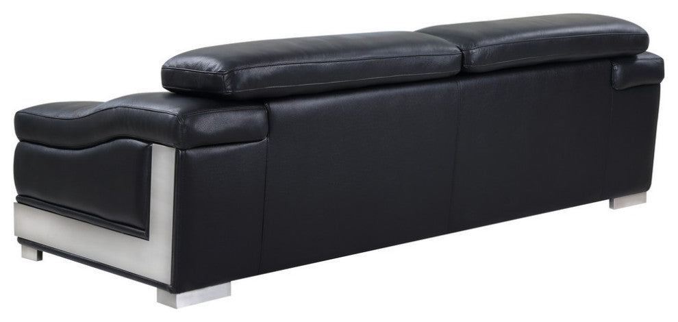 Milan Contemporary Genuine Italian Leather Sofa Black