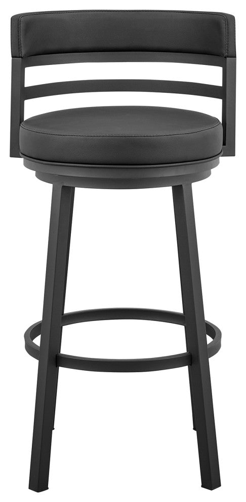 Titana 26" Counter Height Swivel Black Faux Leather and Metal Bar Stool