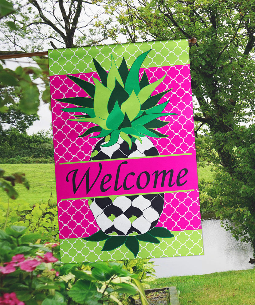 House Flag, Whimsy Pineapple, Polyester, 29"x42"