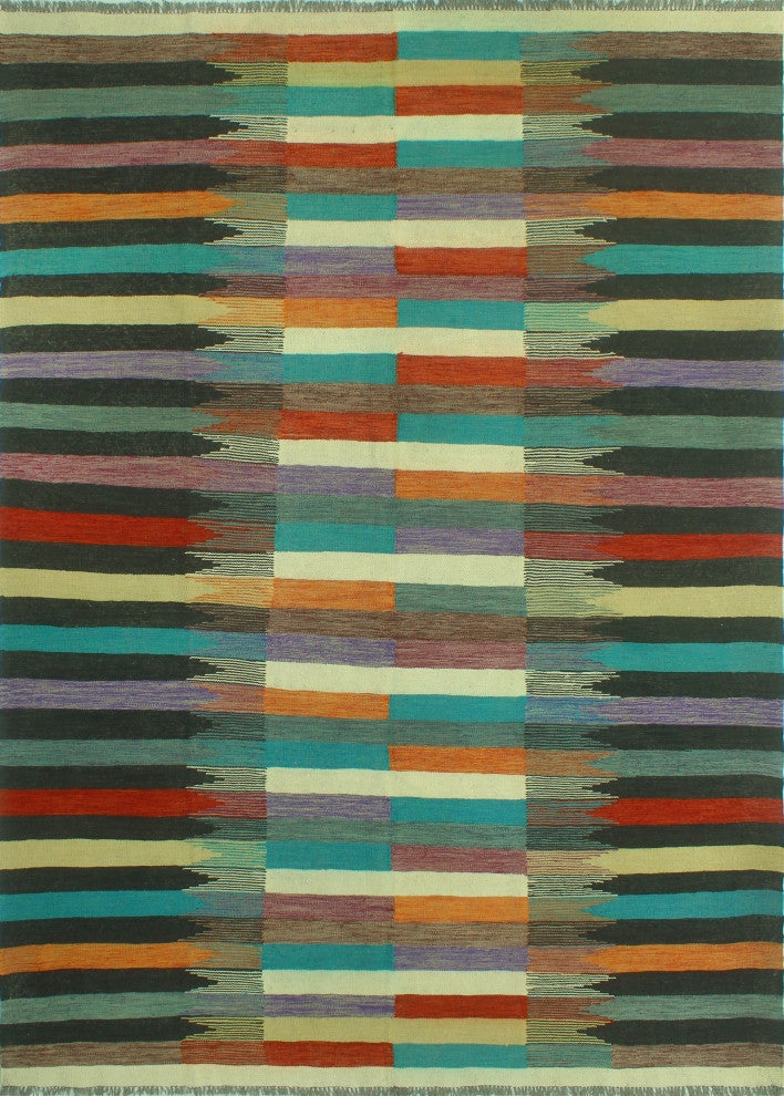 Winchester Kilim Cadena Charcoal/Ivory Rug, 8'0x11'6