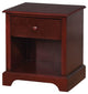 Wooden Night Stand With One Drawer and Open Shelf, Cherry Brown