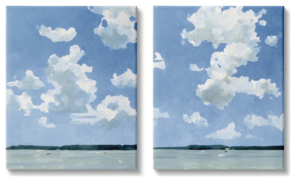 Bright Cloudy Sky Lake Water Landscape Summer Day,16 x 20