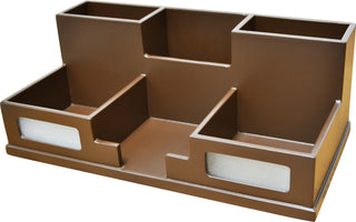 Desk Organizer with Smart Phone Holder, Brown