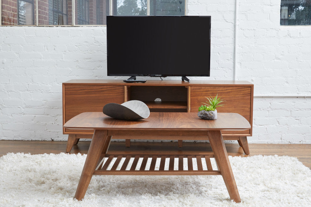 Walnut Coffee Table With Shelf 43x27
