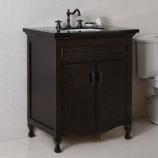 Westfield Single-Sink Vanity, Sable Walnut, 30", Black Galaxy Top
