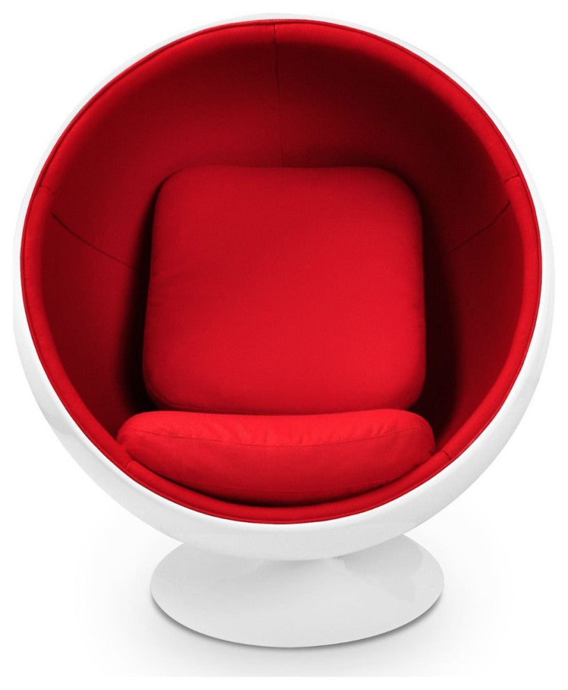 Ball Large Lounge Chair, White/Red