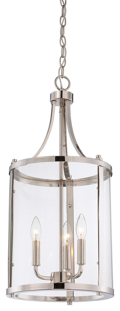 3-Light Small Foyer Lantern, Polished Nickel