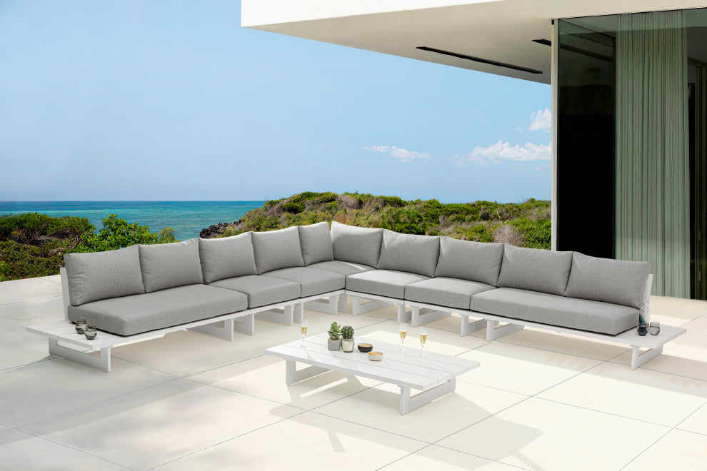 Maldives Grey Water Resistant Fabric Outdoor Patio Modular Sectional