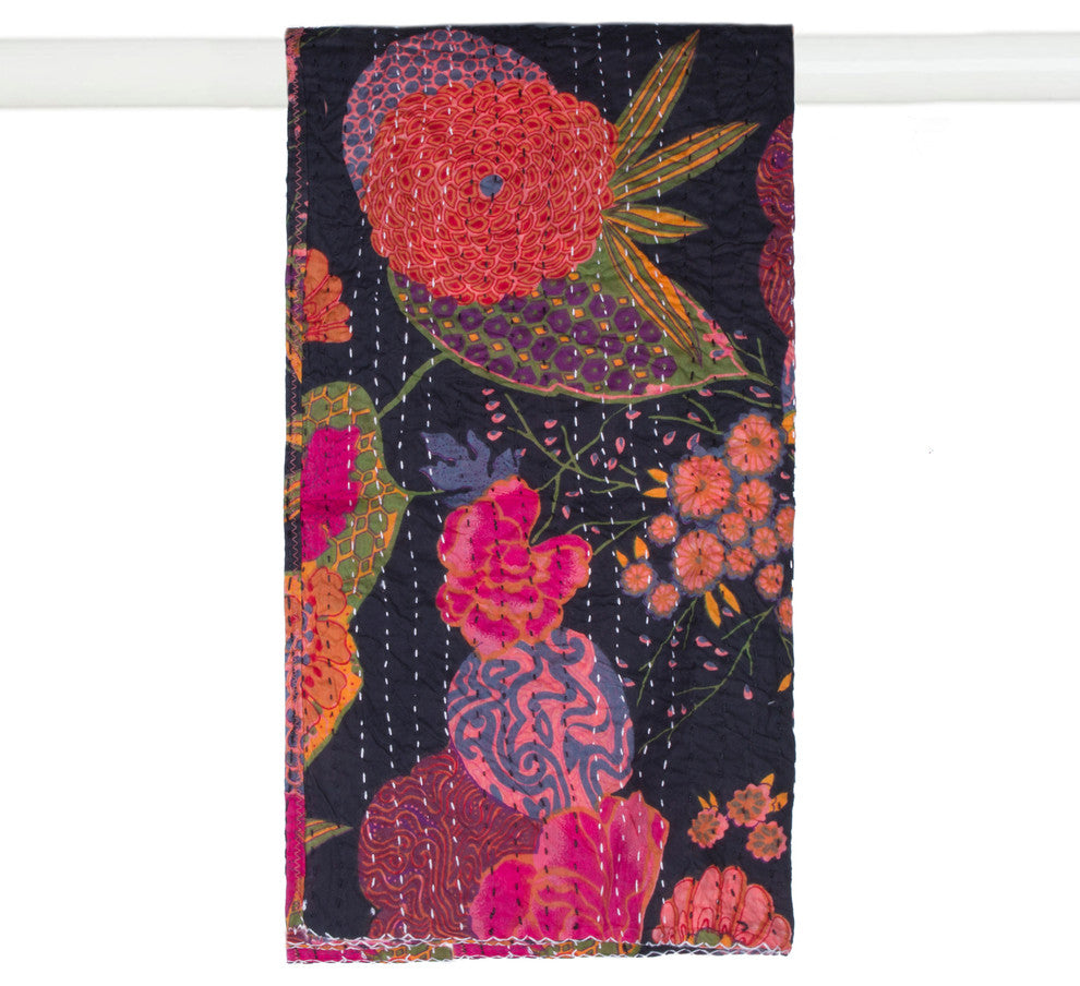 Kantha Cotton Bed Runner, 18"x72"