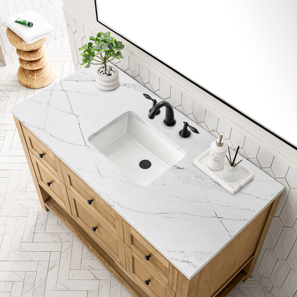 James Martin Breckenridge Bath Vanity, Light Natural Oak, 48", Ethereal Noctis, Three-Hole
