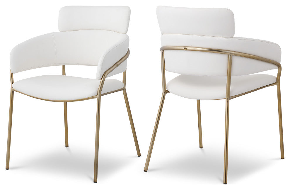 Yara Upholstered Dining Chair (Set of 2), Cream, Vegan Leather