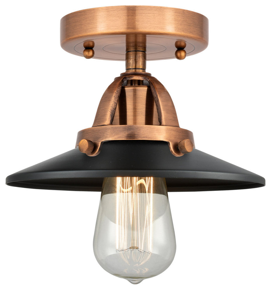 Innovations 288-1C-AC-M6-BK-LED Railroad 1 Light Semi-Flush Mount, Copper