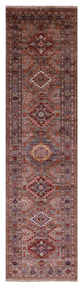 Runner Super Kazak Hand-Knotted Wool Rug 2' 7" X 9' 11" Q9819