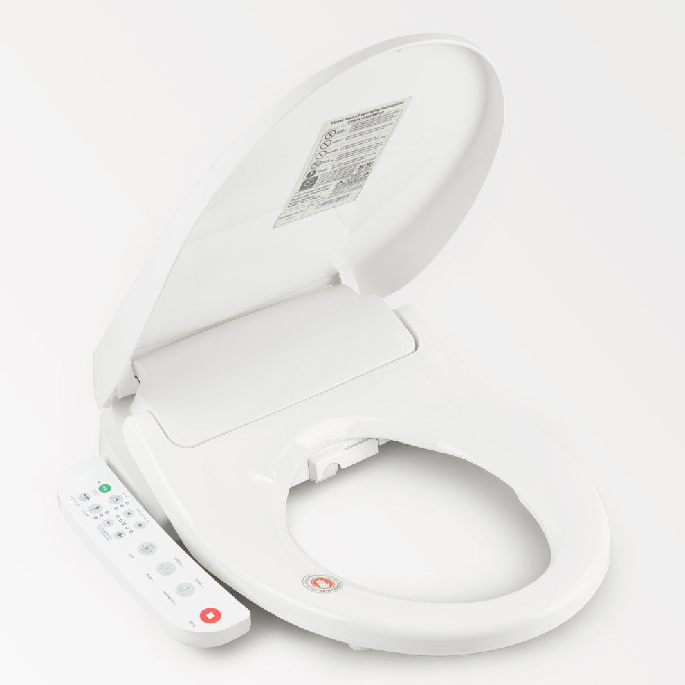 Electric Heated Smart Toilet Bidet Seat With Side Control Panel, Warm Air Dryer