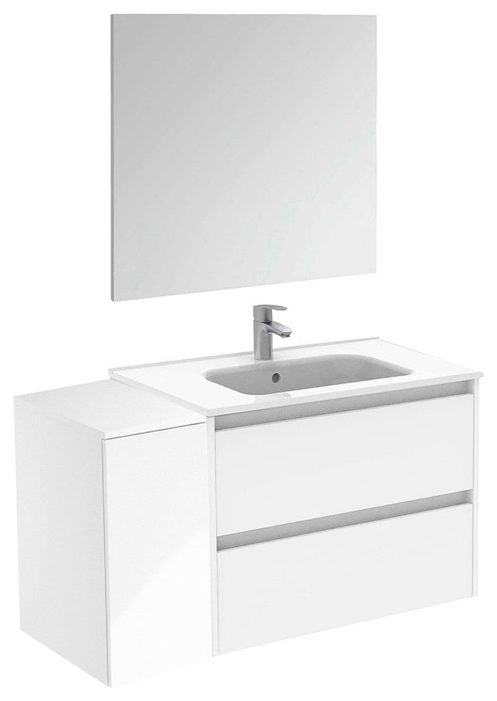 36" Vanity Set with Mirror and Sink Sansa by Royo, White, 44"