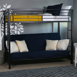 Premium Metal Twin over Futon Bunk Bed - Black