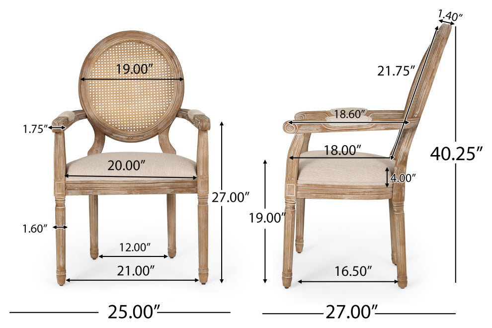 Comisky Fabric Upholstered Wood and Cane Expandable 7-Piece Dining Set, Natural Brown/Beige