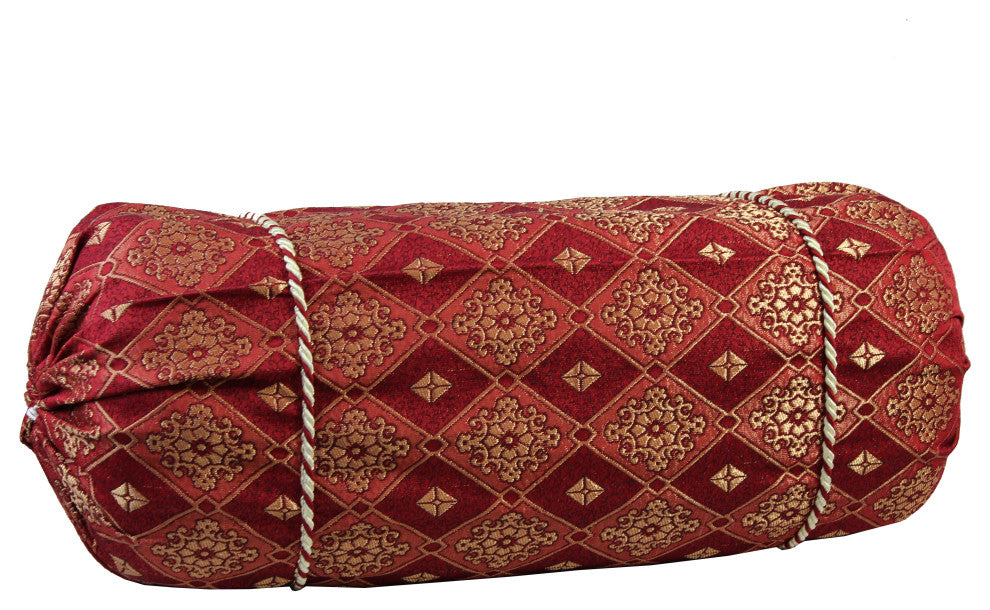 Natural Geo Ruby Red Gao Takiya Bolster Pillow, Set of 2