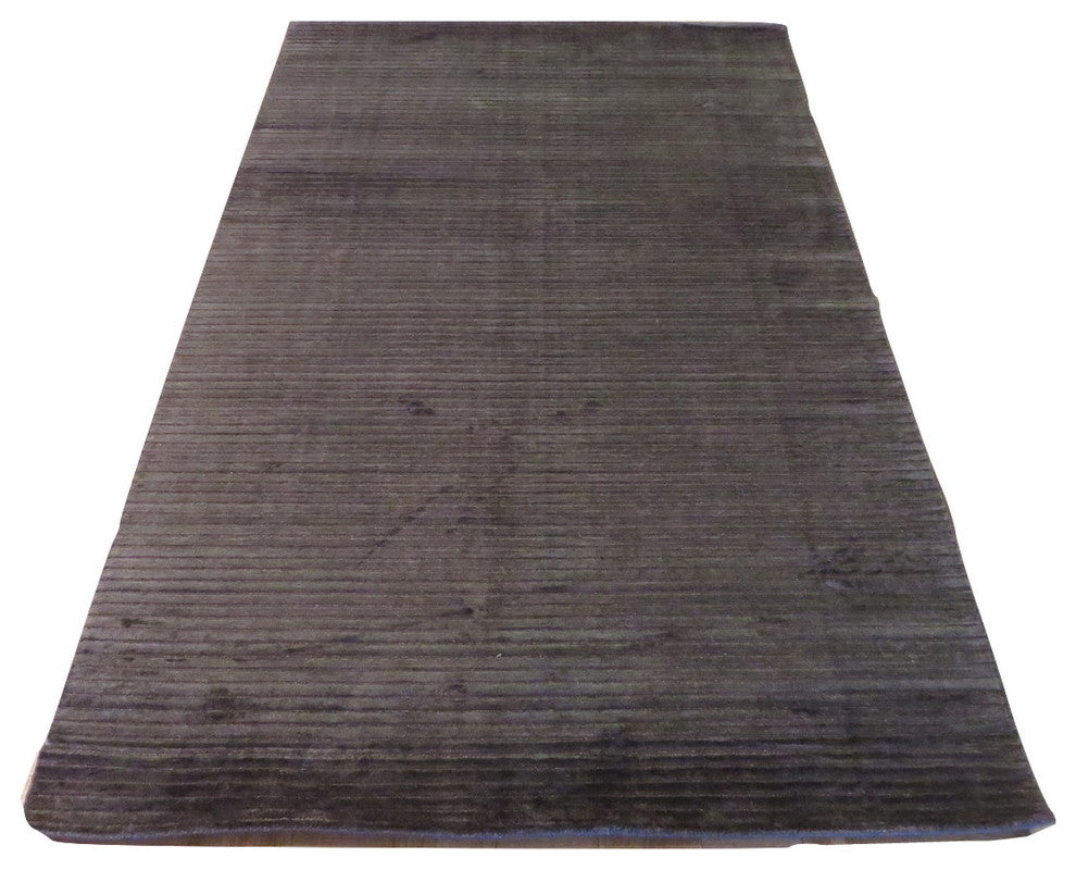 5"x8" Hand Loomed Chocolate Brown Oriental Rug Bamboo Silk Modern