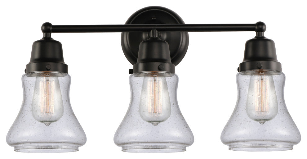 Innovations 623-3W-BK-G194 3-Light Bath Vanity Light, Matte Black